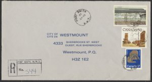 1980 Registered Cover Fort Smith NWT to Westmount PQ via Edmonton