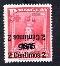 Paraguay #425, Error –  Double Overprint, One Inverted,  MNH ... 4910312