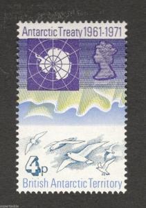 1971 British Antarctic Territory Treaty Sc# 40 - 4p QEII, Map & Seals MH Cv$11