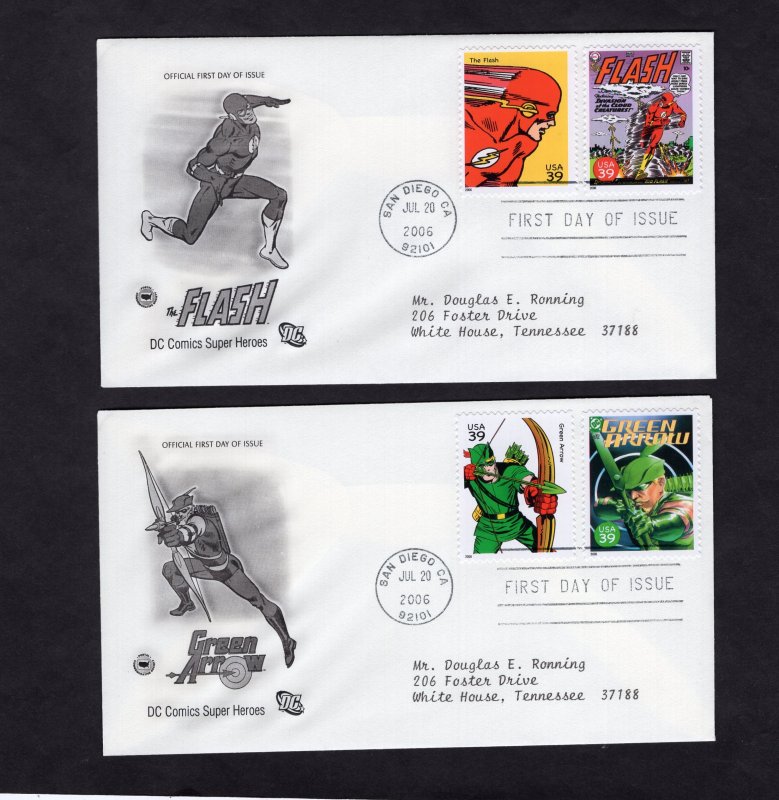 4084a-t Comic Heroes, set/10 FDC PCS addressed