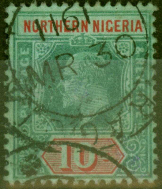 Northern Nigeria 1910 10s Green & Red-Green SG37 Fine Used 