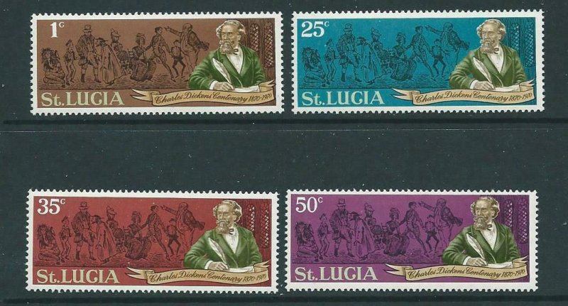 ST.LUCIA SG293/6 1970 DEATH CENTENARY OF CHARLES DICKENS MNH