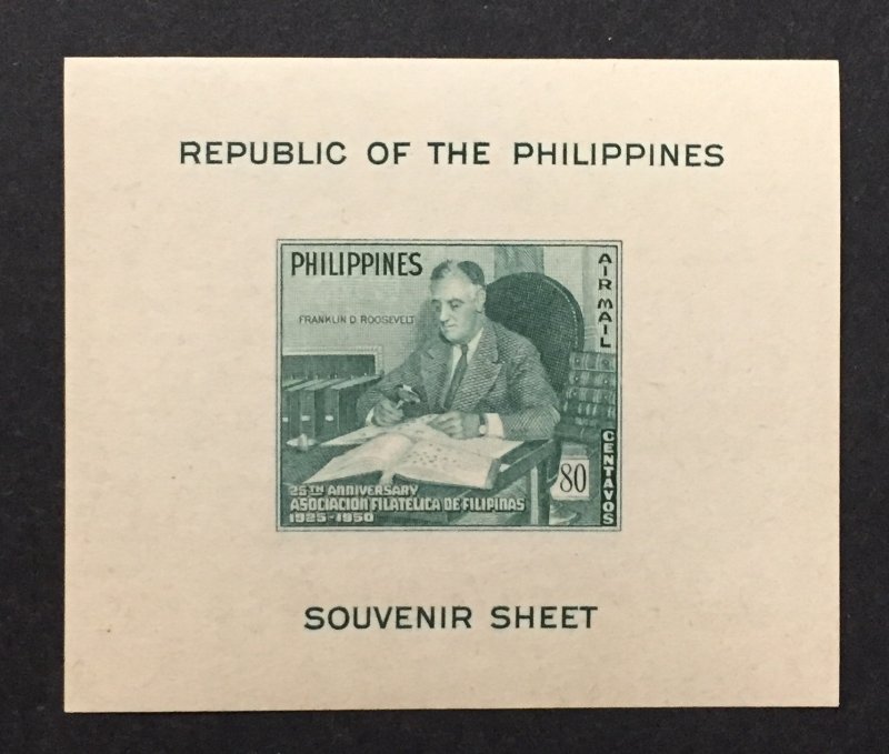 Philippines 1950 #C70 S/S, FDR, MNH.