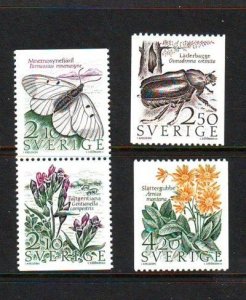 Sweden Sc 1623-1626 1986 Flora & Fauna Conservation stamp set mint NH