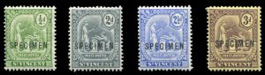 St. Vincent #98-102S (SG 102/106s) Cat£90, 1909-11 1/2p-3p, set of four, ove...