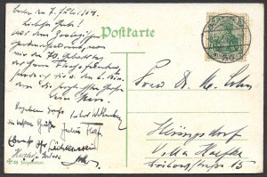 GERMANY 1914 5pf Germania Sc 82h on GERMAN TROOPS PARADE Berlin Color Pic PC