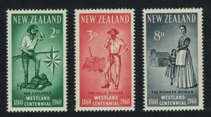 New Zealand Explorer Gold Digger Pioneer Woman 3v 1960 MNH SG#778-780