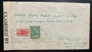 1942 Calarca Colombia Censored cover To New York USA Slogan cancel