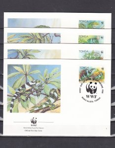 Tonga, Scott cat. 752-755. WWF-Reptiles issue. 4 First day covers. ^
