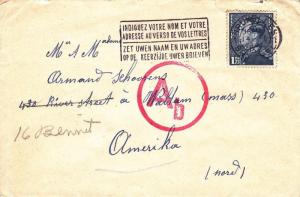 Belgium to Waltam, MA, 1941, Berlin Censor Handstamp (C1339)