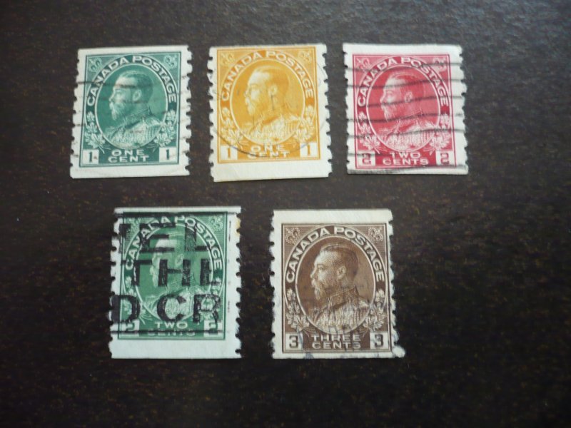 Stamps - Canada - Scott# 125-129 - Used Part Set of 5 Coil Stamps