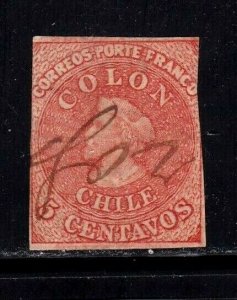 Chile stamp #1a, used, imperf,  CV $250.00