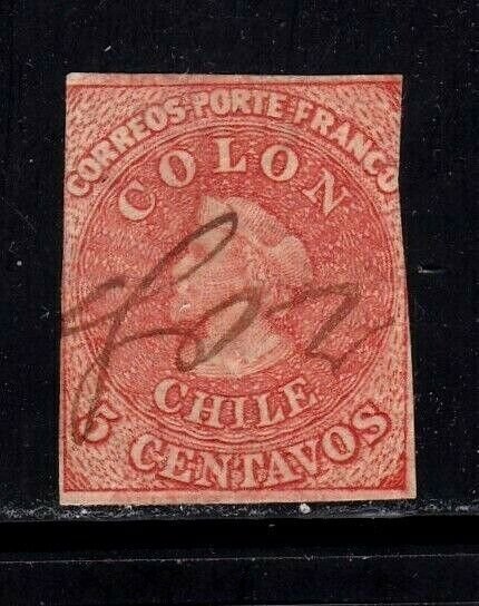 Chile stamp #1a, used, imperf,  CV $250.00