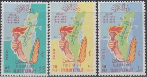 KUWAIT Sc # 398-400 CPL MNH PALESTINE DAY with MAP of ISRAEL