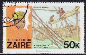 Zaire 909 USED 1979 Pres. Mobotu, Map of Zaire, Fishermen