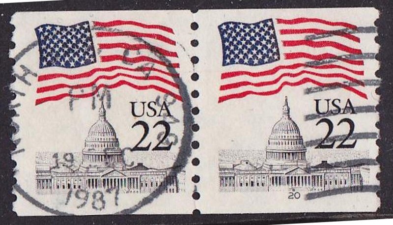 Used PNC2 22c Flag 20 US 2115a SON Date 19 dec 1987