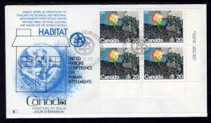 Canada 690 Habitat Plate Block Fleetwood U/A FDC