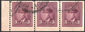 Canada SC#252b 3¢ King George VI: Air Force Uniform Booklet Pane (1943) Used