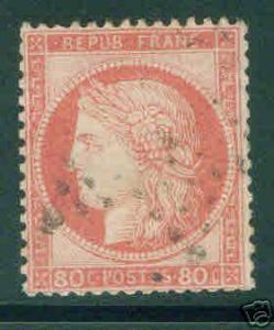 FRANCE Scott 63, Used stamp Star Cancel 1872 CV $10