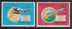 Colombia SC#C514-515 50th anniversary of airmail (1969) MNH