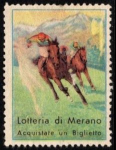 1935 Italy Poster Stamp Merano Lottery Buy a Ticket From A Poster