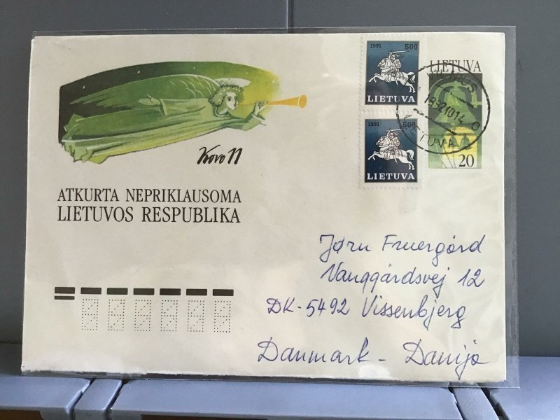 Lithuania 1991 to Denmark   stamps cover R29373
