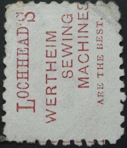 New Zealand 1893 Two Pence with Lochheads Wertheim advert in red used