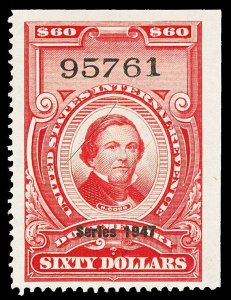 Scott R482 $60.00 1947 Dated Red Revenue Used F-VF Cat $25
