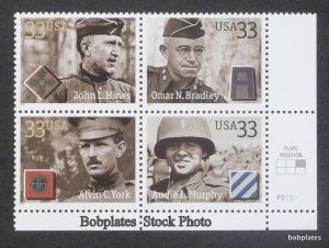 BOBPLATES #3393 Soldiers Lower Right Plate VF MNH CV=$2.8~See Details for #s/Pos