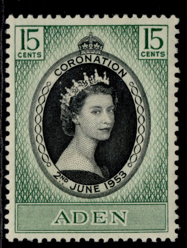 ADEN QEII SG47, 15c 1953 CORONATION, M MINT.