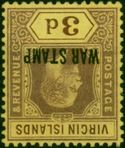 Virgin Islands 1919 War Stamp 3d Purple-Buff Yellow SGbw Wmk Inverted Fine MM