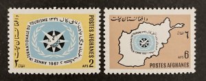 Afghanistan 1967 #749-50, International Tourist Year, MNH.