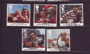 Great Britain Sc 1629-1633 1995 Rugby League stamps used