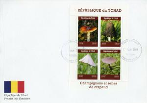 Chad 2019 FDC Mushrooms Toadstools 4v M/S Cover Champignons Fungi Nature Stamps