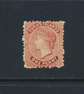 TURKS IS 1867, 1d RED VF MLH SG#1 CAT£65 $85 (SEE BELOW