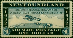 Newfoundland 1932 $1 Dark Blue Wayzata Air Mail V.F MNH