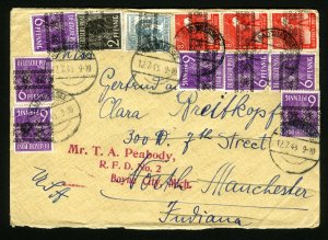 Germany #557 / #561 1948 Censored Cover Germany to North Manchester Indiana USA