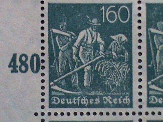 ​GERMANY 1921 SC#149 OVER 100 YEARS OLD STAMPS- FARMERS- PLATE BLOCKS OF 6-MNH