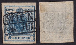 Austria - 1850 - Scott #5 - used - Type III - WIEN box pmk