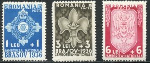 Romania Scott B63-B65 - Unused VFVLHOG - SCV $28.50