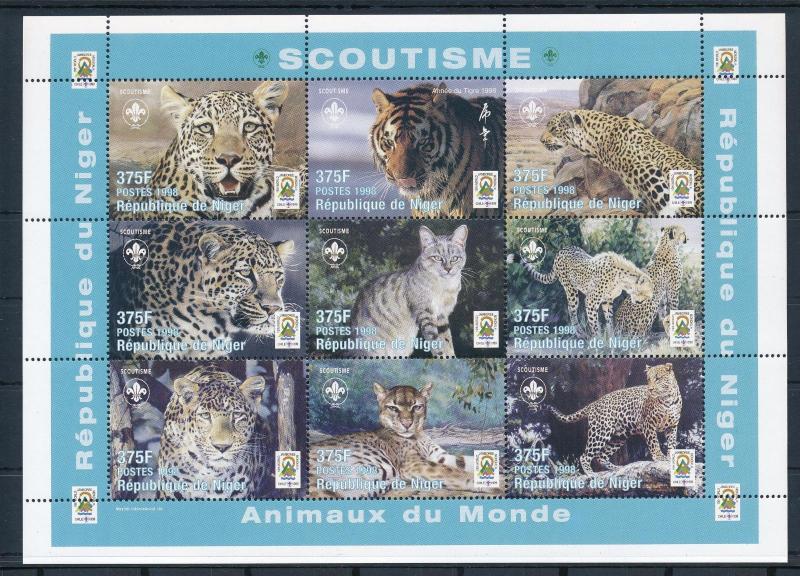 [38479] Niger 1998 Wild Animals Mammals Wild cats Leopard MNH Sheet