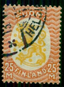 FINLAND #140 (122) 25mk Lion, used w/proper Helsinki cancel, scarce Scott $400