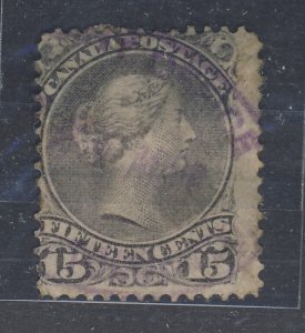 Canada Large Queen Stamp;  #29-15c Fine Used Guide Value = $30.00