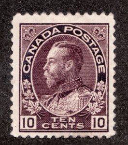 1912 - #116 MH F/VF - Canada Admiral - 10 Cent Plum Postage Stamp - cv$260