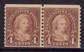 USA-Sc#601- id8-unused NH 4c coil pair-Martha Washington-1923-9-