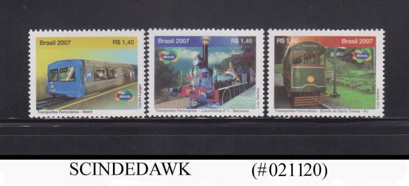 BRAZIL - 2007 TRAINS / SUBWAY / TRAMS - 3V- MINT NH