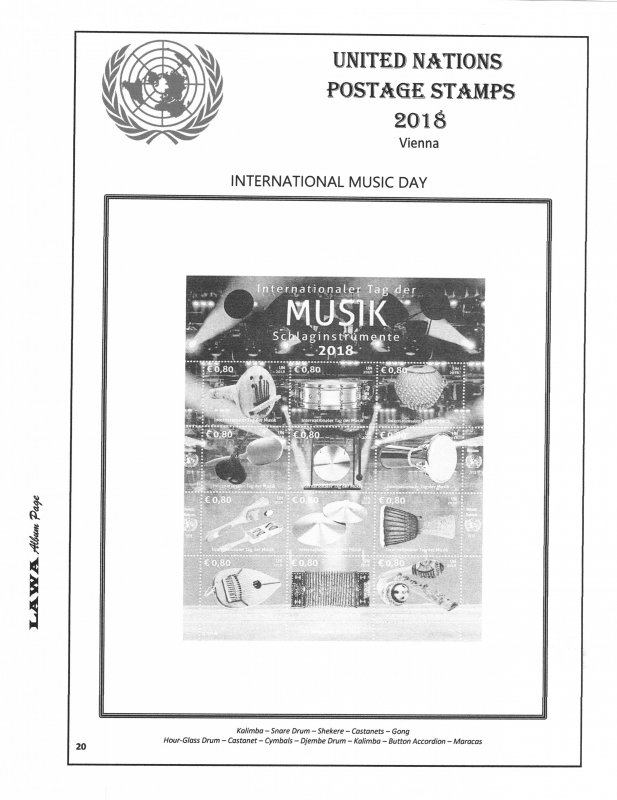 2018 UNITED NATIONS  ISSUES SUPPLEMENT – LAWA Album Pages