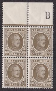 Belgium # 158, King Albert I, NH Block of Four, 1/3 Cat.