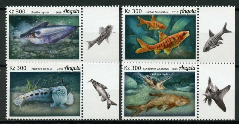 Angola 2018 MNH Fishes Grea Sea Turtle 4v Set Turtles Fish Marine Stamps