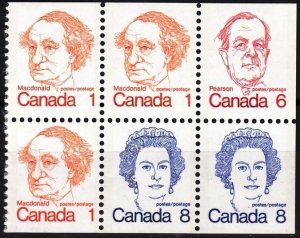 CANADA 1973 Statesmen and Queen Elizabeth II. Booklet pane Mi. H-Blatt 93, MNH
